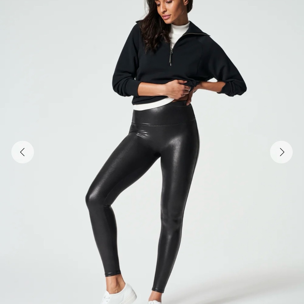 SPANX Black Pleather High-Rise Pants